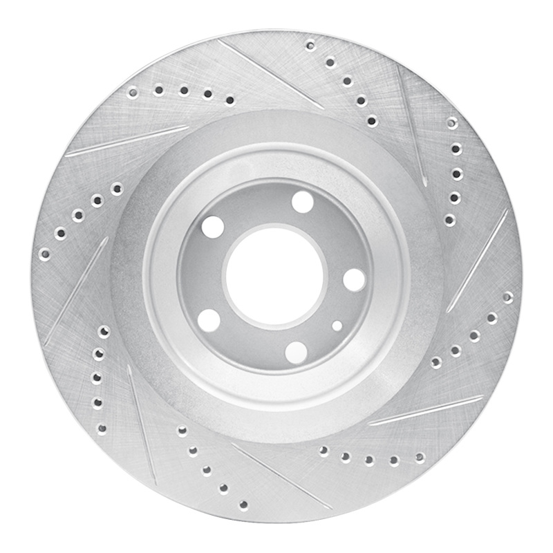Audi A6 Quattro Brake Rotor (1) - Rear Left - R1 Concepts - Drilled & Slotted - Silver - `05-`11